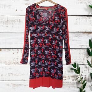 Kirna Zabete Women's Orange Sheer Long Sleeves Dress XS